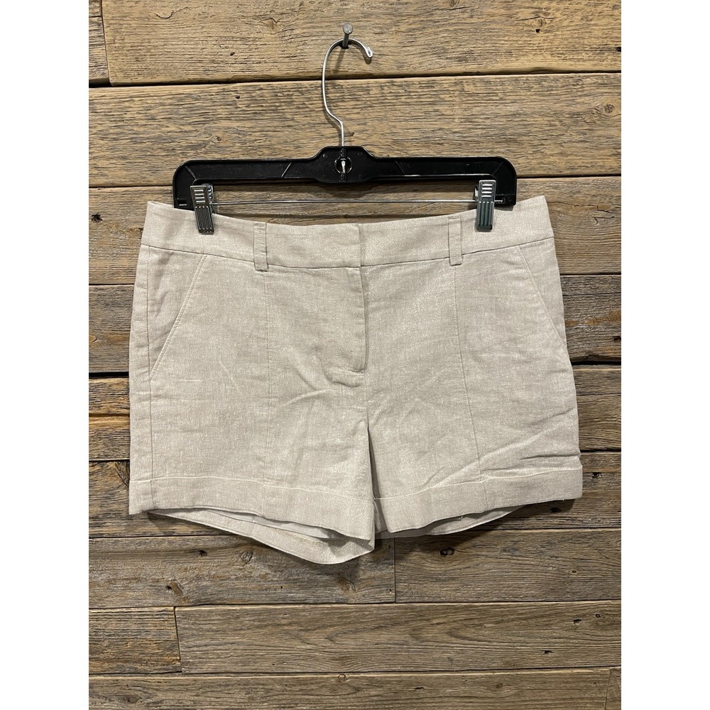 NWT‎ Lane Bryant Women's Lined White Shimmery Shorts Slash Pockets Zip Up Size 6